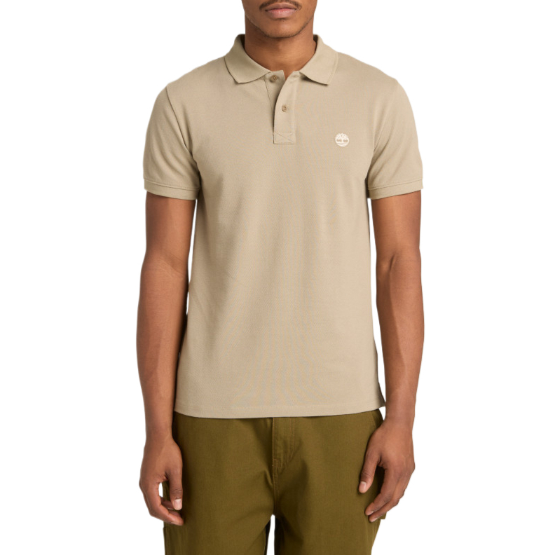 

Timberland Поло мужское бежевое с воротником-поло умеренной посадки