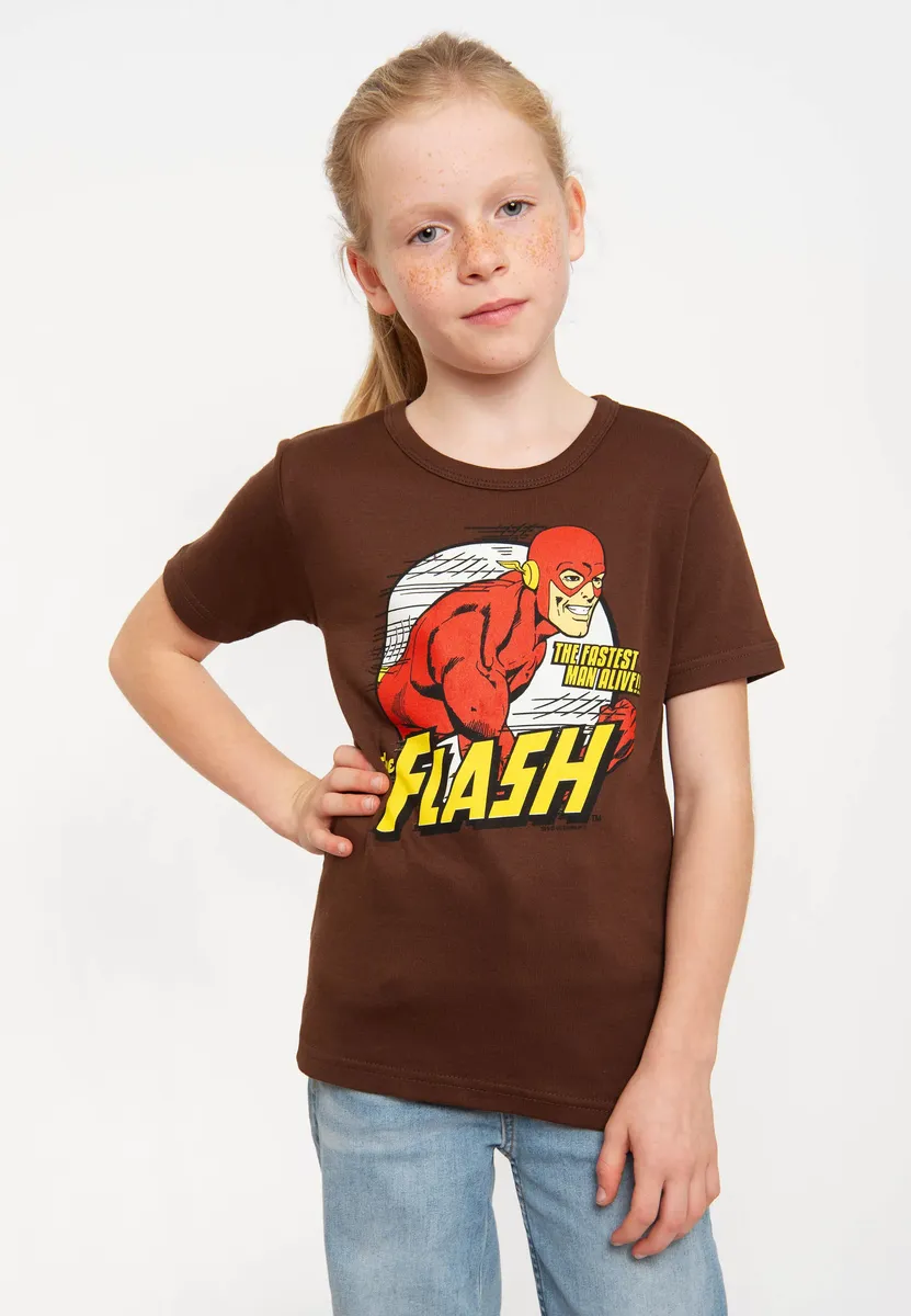 

Футболка Logoshirt "Самый быстрый человек на свете" с классным принтом супергероя, коричневый