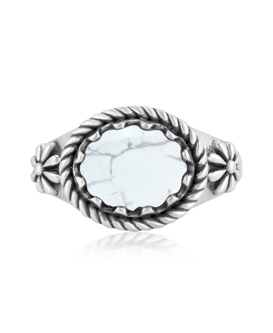 

Кольцо из стерлингового серебра с белым говлитом, размер от 5 до 11 American West Jewelry, White howlite