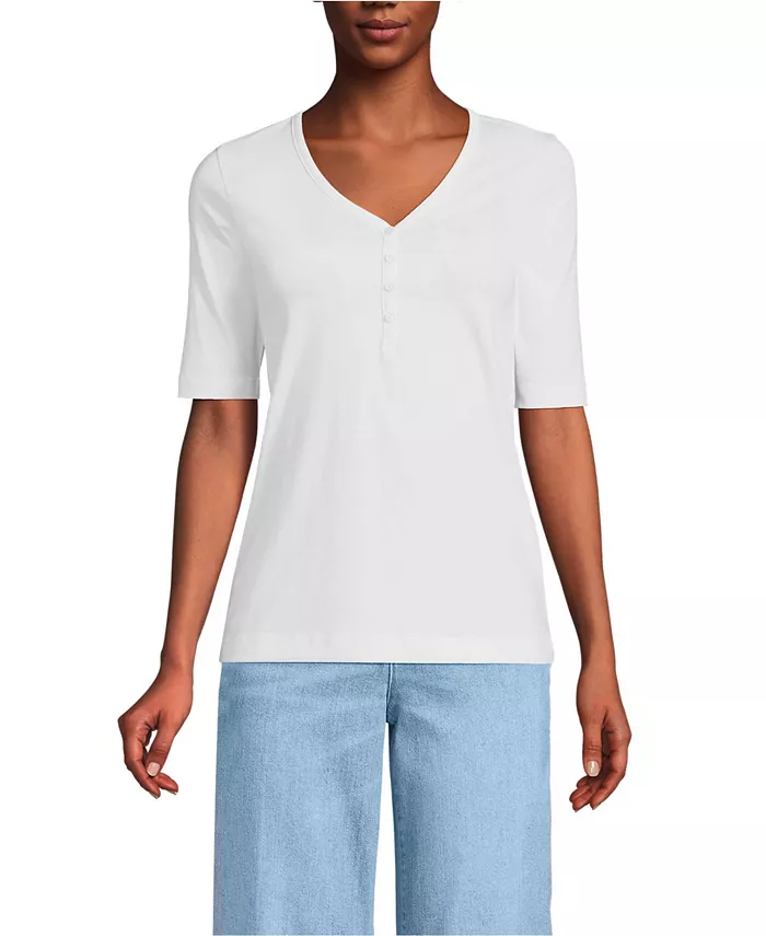 

Женская футболка Supima Cotton Henley Lands' End, белый