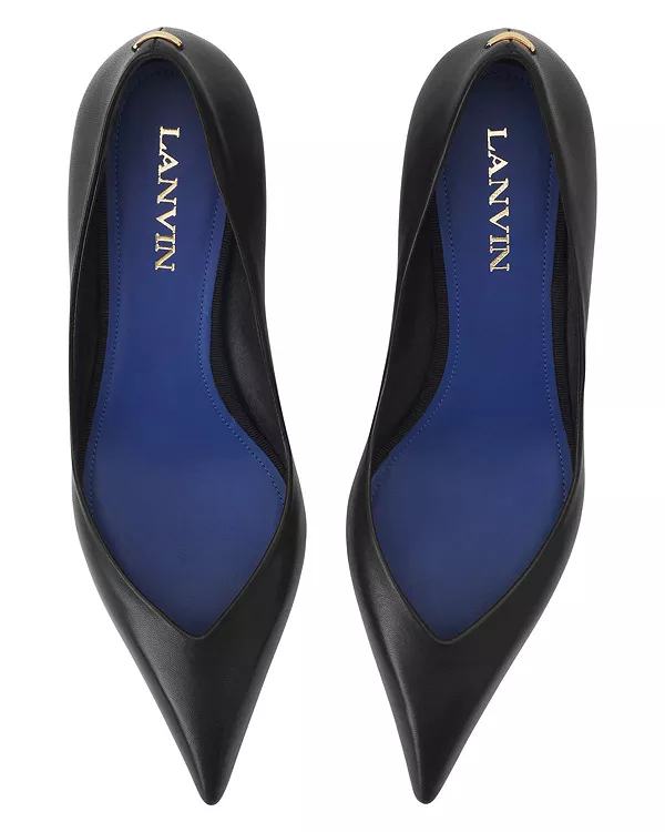 Женские кожаные туфли-лодочки Midnight Step Pump Lanvin, черный — фото 4