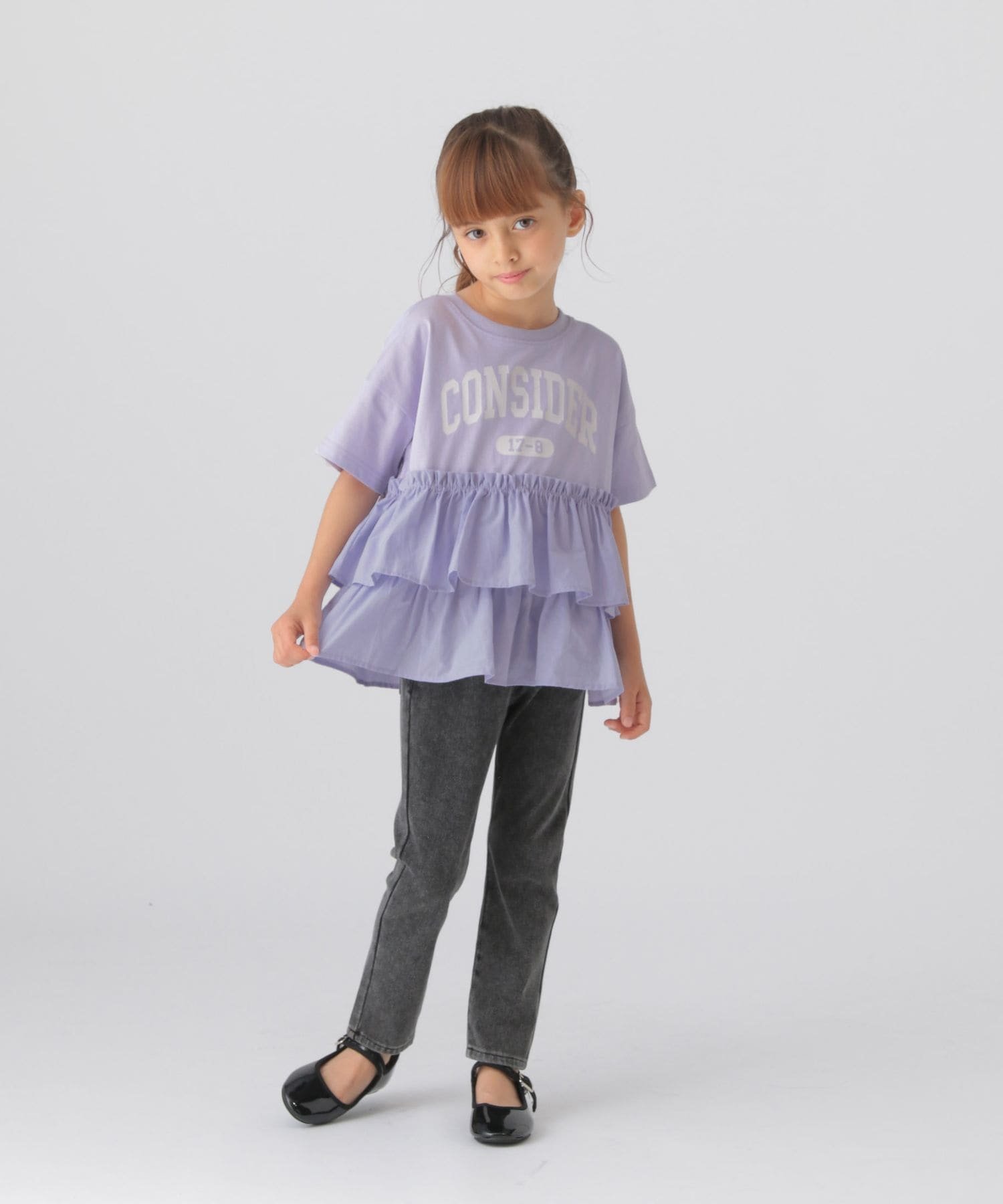 Футболка с коротким рукавом Frill Docking / Доступные размеры: 100-120 см / 579766 GLOBAL WORK, Purple 91