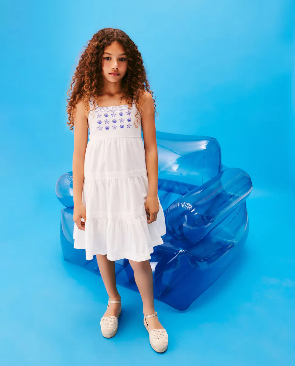 

Платье без бретелек для девочки Kids El Corte Inglés, белый