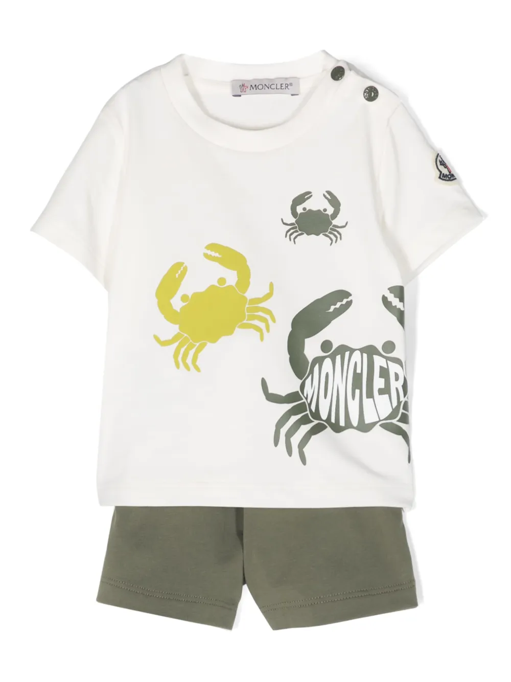 

Комплект из футболки и шортов с принтом Moncler Enfant, белый