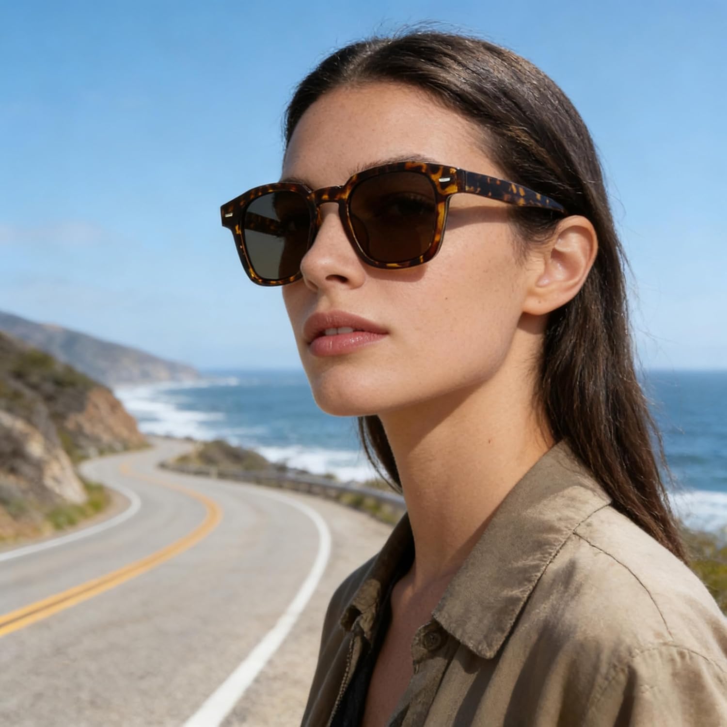 

Солнцезащитные очки в стиле ретро квадратной формы для женщин и мужчин - защита от УФ-излучения UV400, легкая поликарбонатная оправа, модные очки для пляжа и повседневной носки Generic, Hawksbill