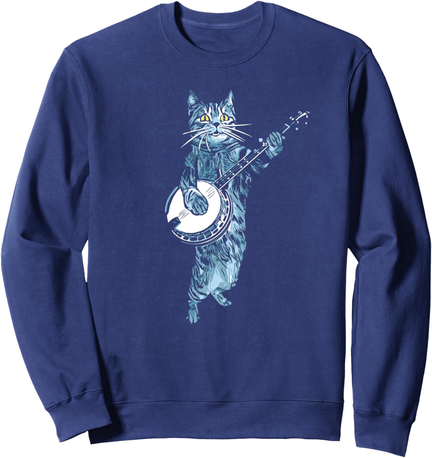 

Забавная толстовка в винтажном стиле с изображением котенка, играющего в стиле блюграсс, кантри и фолк Giant Step Design Co., Ltd., темно-синий