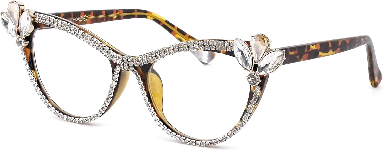 

Солнцезащитные очки Naimo «Кошачий глаз» для женщин, с блестками и стразами, защита от УФ-излучения, модные очки в форме «кошачьего глаза», Clear Leopard