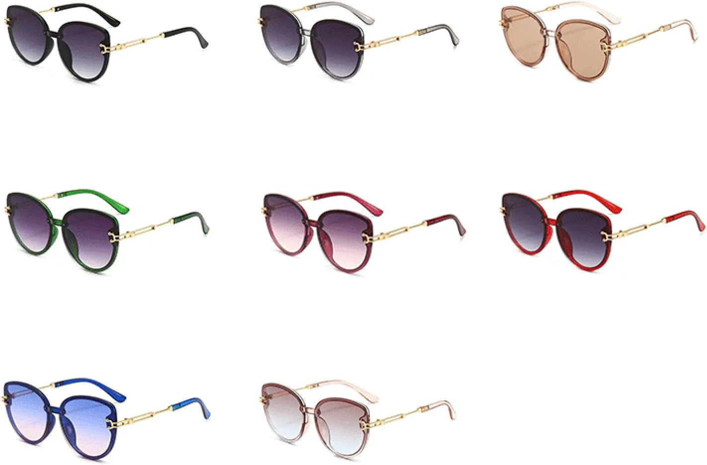 

Солнцезащитные очки «кошачий глаз» для женщин и мужчин, градиентные солнцезащитные очки с металлической оправой, черные, защита от УФ-излучения UV400 DSVIGF, Green