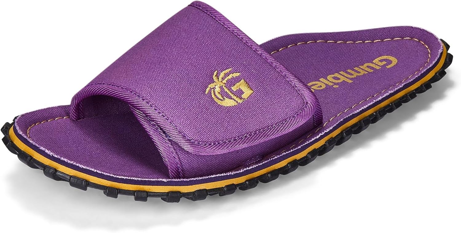 

Унисекс шлепанцы Gumbies Strider с регулируемым супермягким хлопковым ремешком, стелькой из хлопка и подошвой из переработанной резины - гарантированный комфорт, фиолетовый