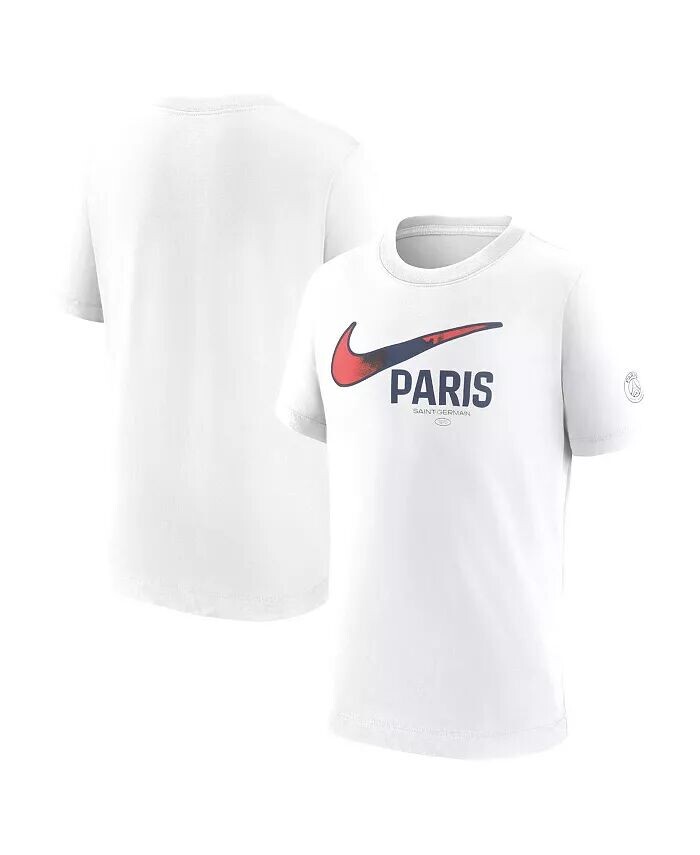 

Футболка Paris Saint-Germain Swoosh для больших мальчиков и девочек, белая Nike