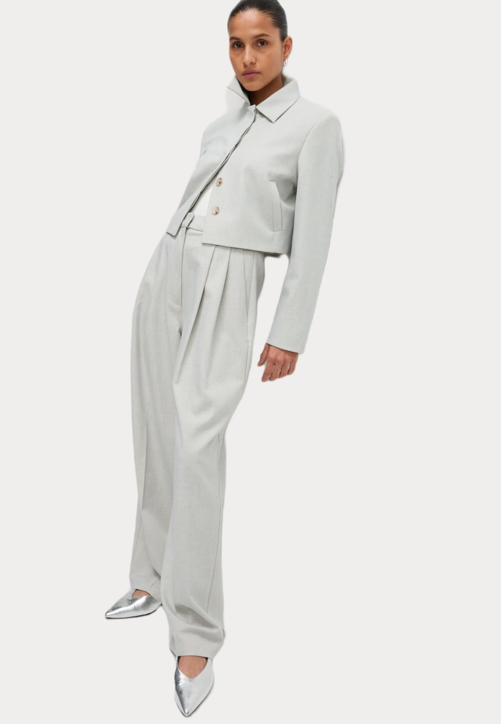 

Летняя куртка COLLARED CROPPED Marks & Spencer, светло-серый