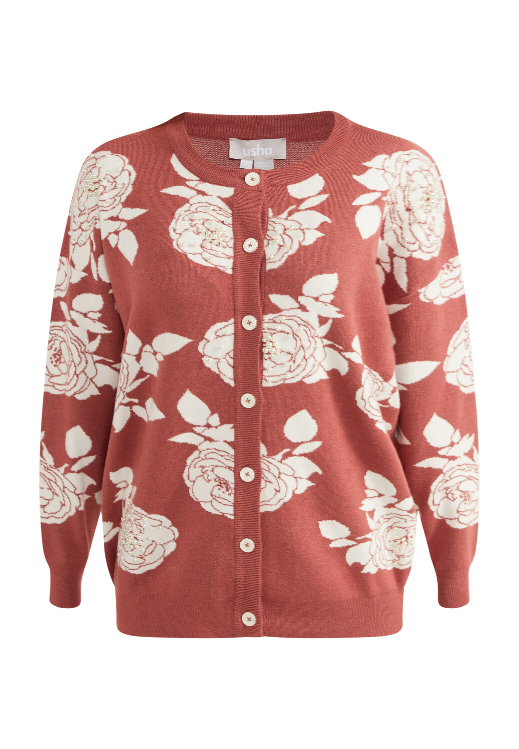 

Толстовка Usha Strickjacke Mit Perlen, цвет Altrosa Weiss