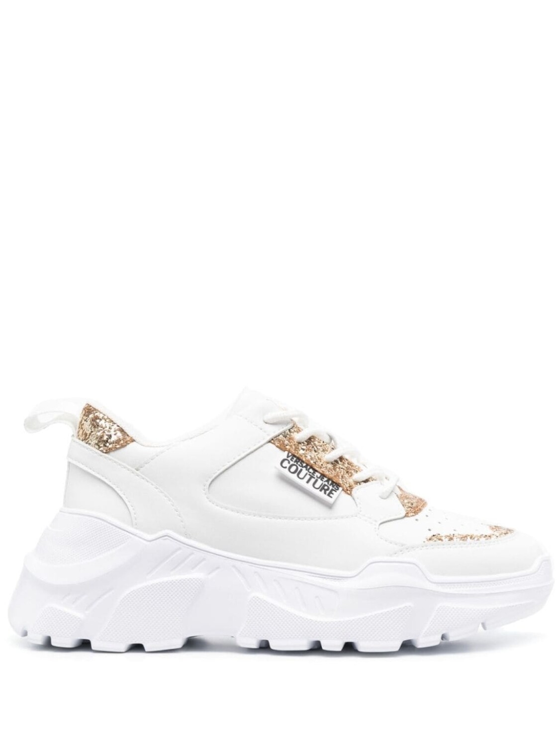 

Versace Jeans Couture кроссовки с блестками и нашивкой-логотипом, белый