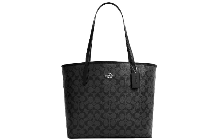 

COACH Городская сумка-тоут из фирменного большого полотна черная