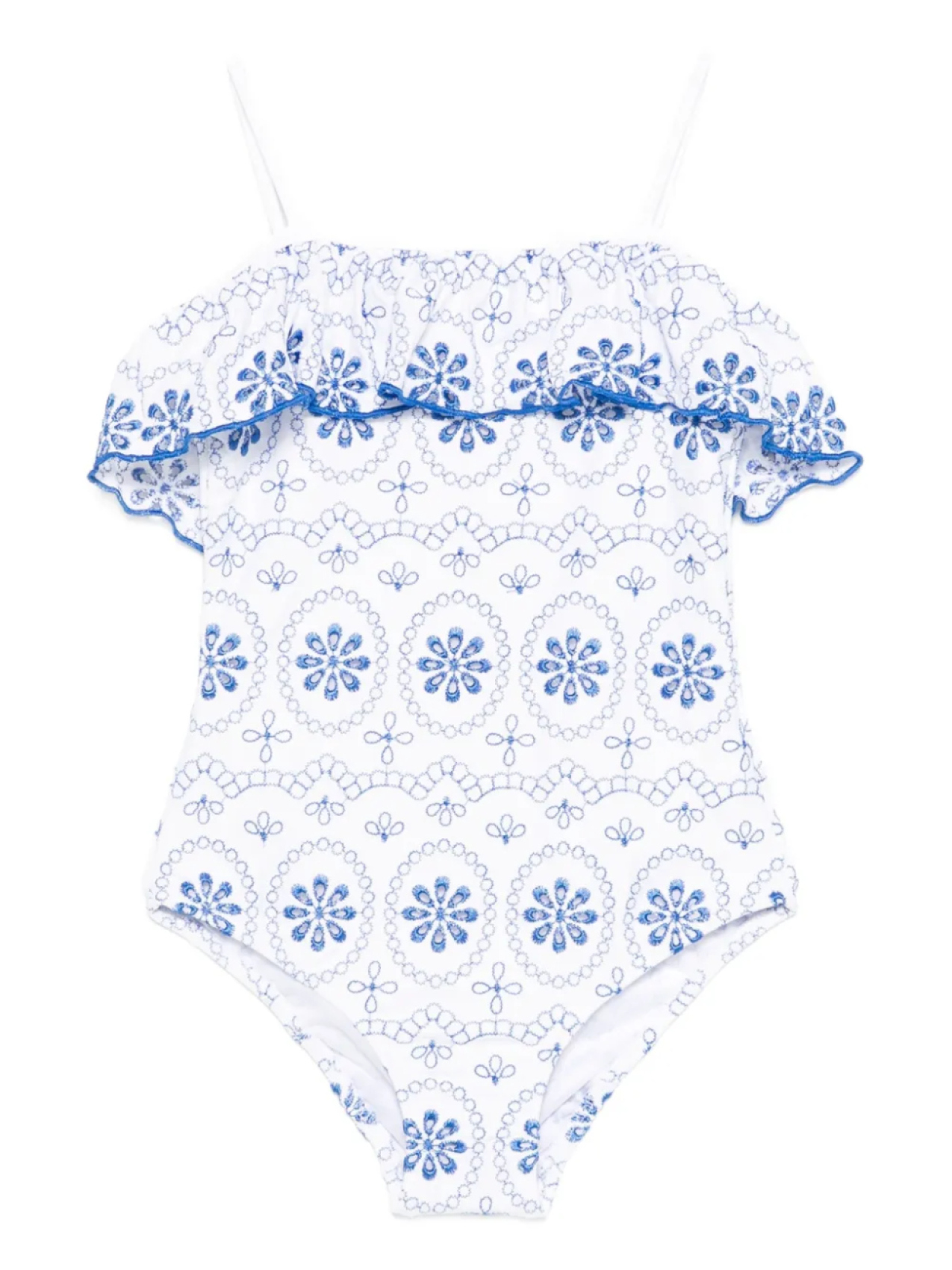 

MC2 Saint Barth Kids купальник с оборками и вышивкой, белый