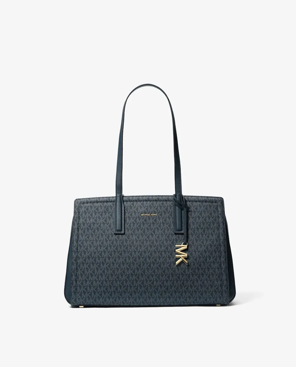 

Сумка-тоут с принтом логотипа Laila Michael Michael Kors, тёмно-синий