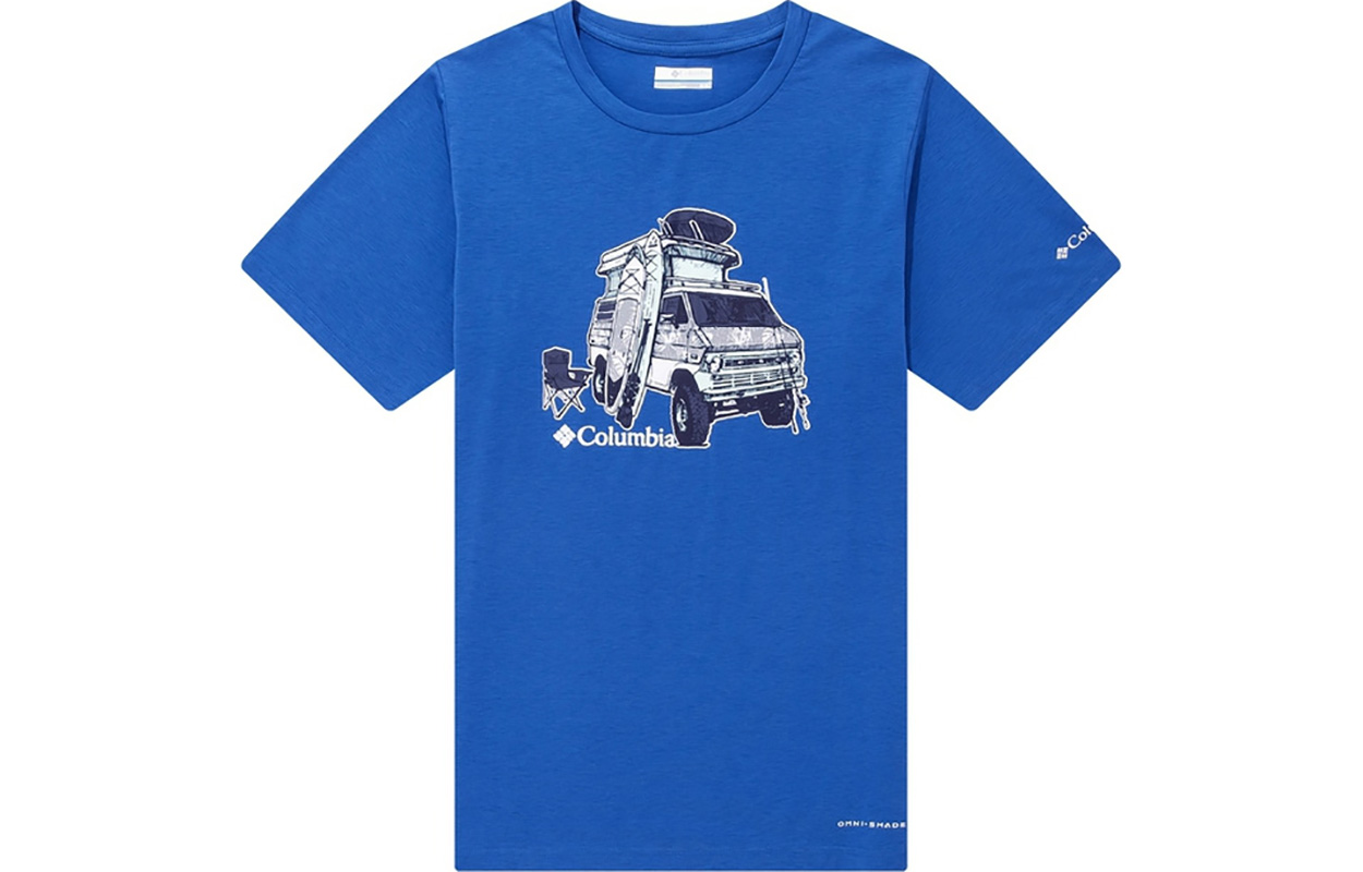 

Columbia Мужская футболка с круглым вырезом, синего цвета, умеренно прямого кроя, Синий, Columbia Мужская футболка с круглым вырезом, синего цвета, умеренно прямого кроя