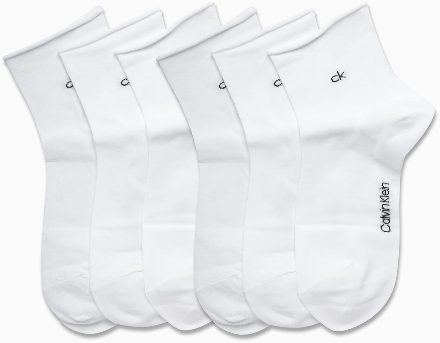 Женские носки Calvin Klein Crew Socks - 6 пар мягких хлопковых носков с отворотами на манжете, мини/средней длины, для женщин (размер обуви: 4-10), White — фото 2