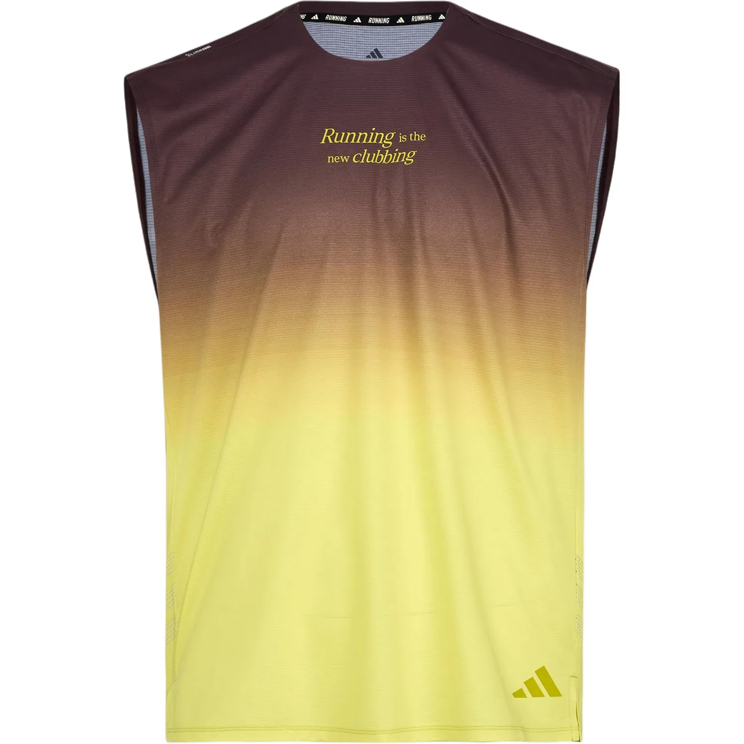 Майка для бега Adidas с круглым вырезом, темно-коричневая/темно-желтая зеленая