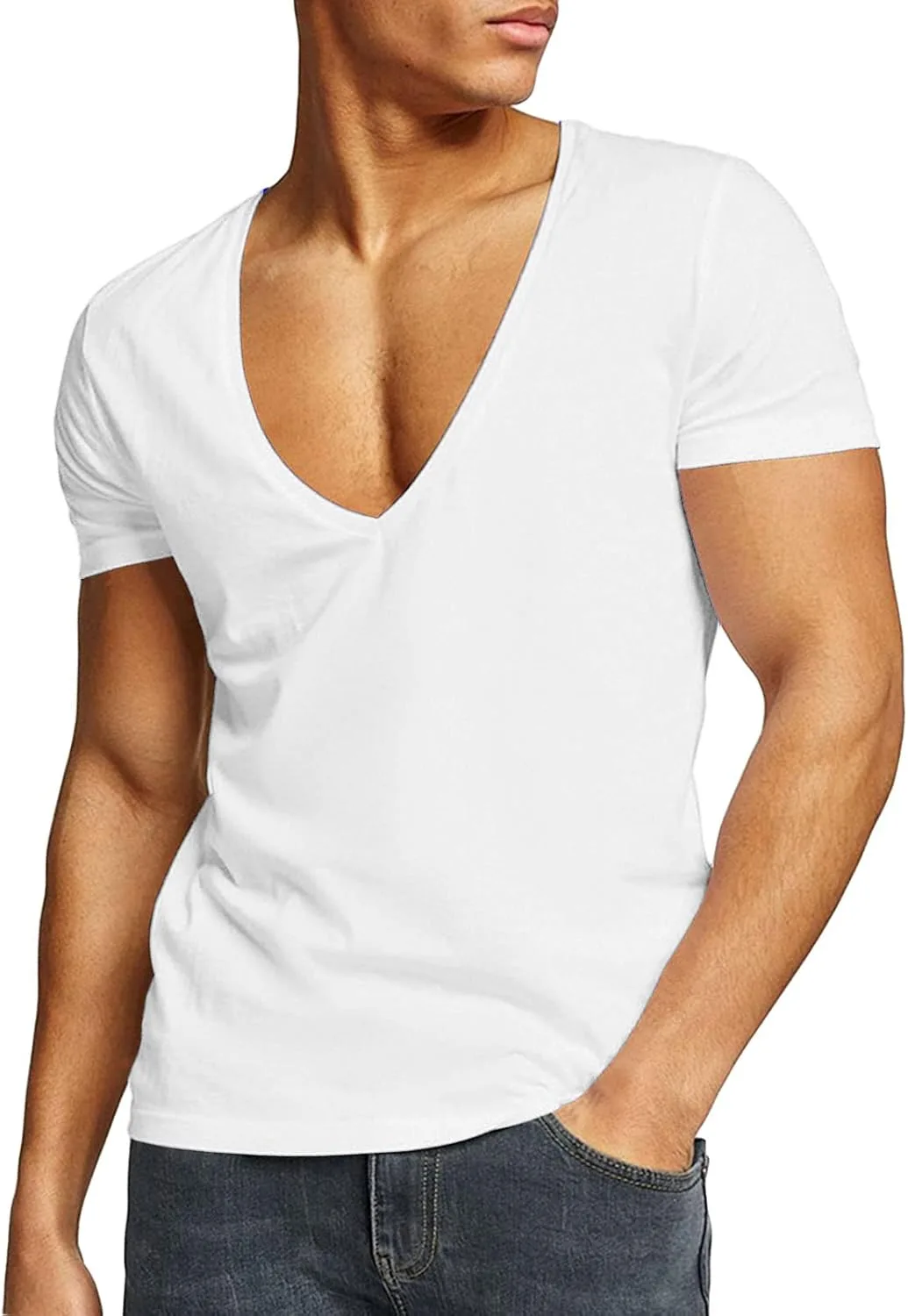 Мужская футболка с глубоким V-вырезом, Slim Fit — фото 2