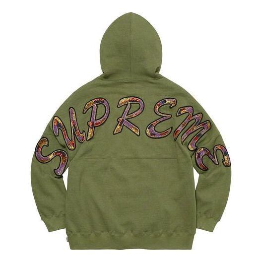 Толстовка beaded hooded sweatshirt 'olive green' Supreme, зеленый — фото 2