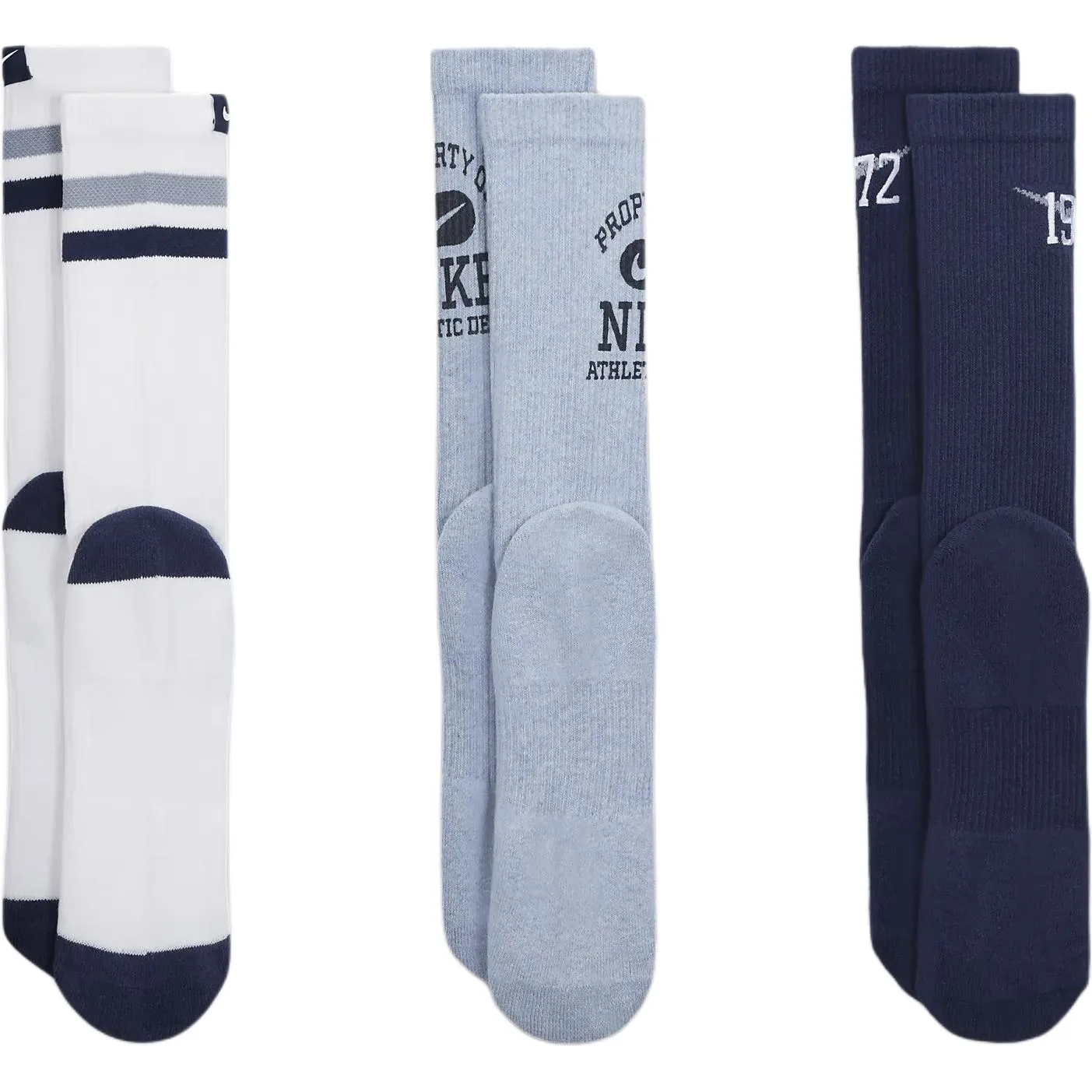 Повседневные носки с мягкой подошвой, 3 пары Nike, 3 Pack (Dark Navy Blue/Toned Dark Gray/Dark Navy Blue/White/Dark Steel Gray) — фото 4
