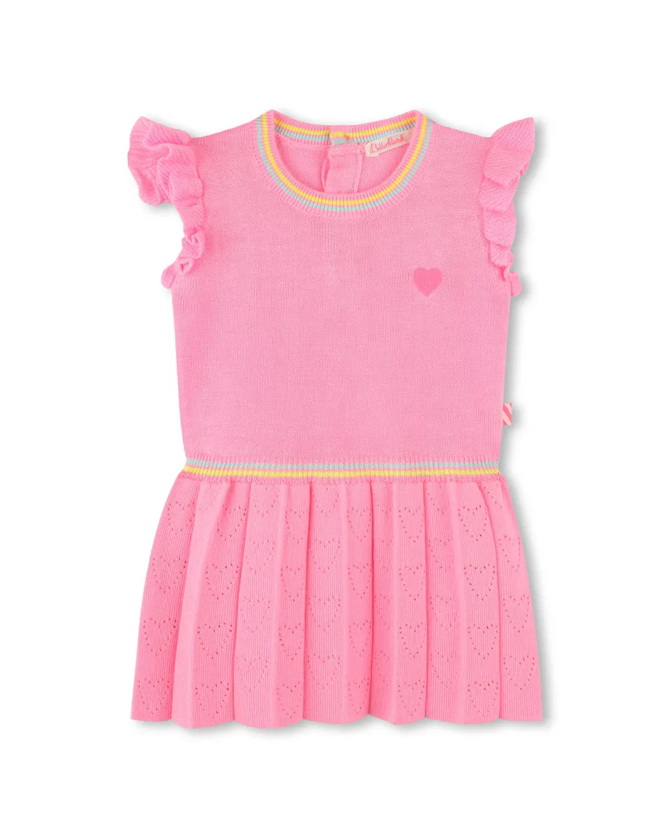 

Трикотажное платье для девочки с рюшами и ажурными Billieblush, цвет Rosa