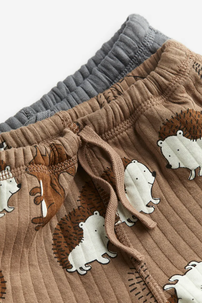 

Комплект из 2 спортивных брюк из джерси в рубчик H&M, коричневый