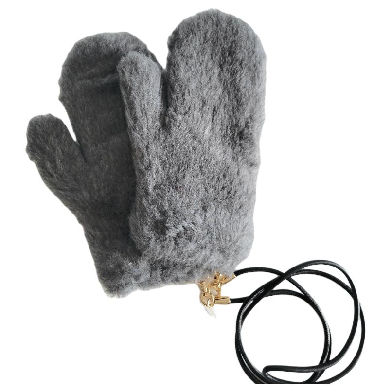 

Maxmara Женские вязаные перчатки из верблюжьей шерсти, шерсти и шелка, черно-серые