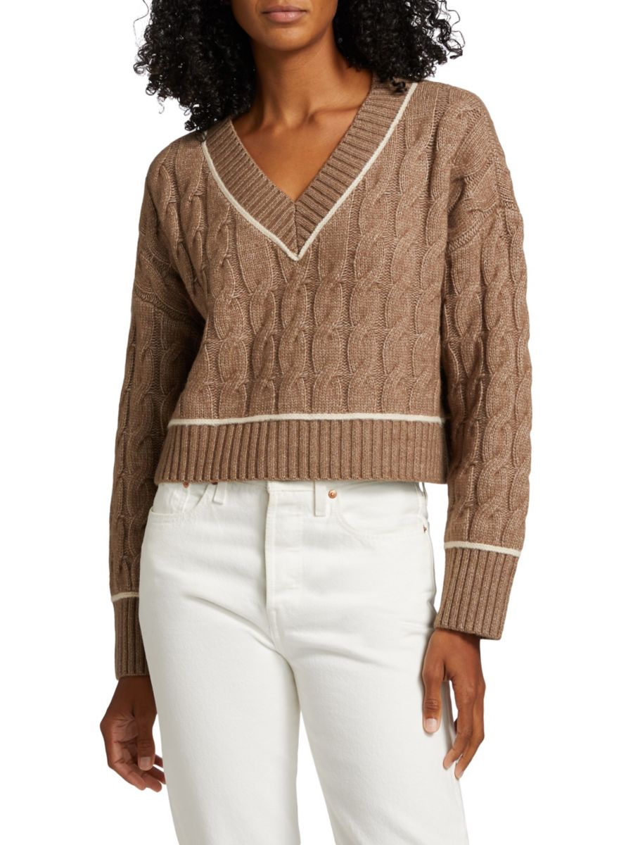 

Свитер Sophie Cabled с V-образным вырезом dh New York, цвет Umber Combo