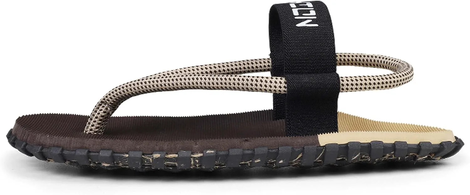 

Мужские сандалии-шлепанцы Летняя мода Повседневная уличная обувь Легкие, мягкие, удобные, дышащие, нескользящие, прочные Цветные эластичные ремешки Двухфункциональная обувь EVA UANGLI, коричневый