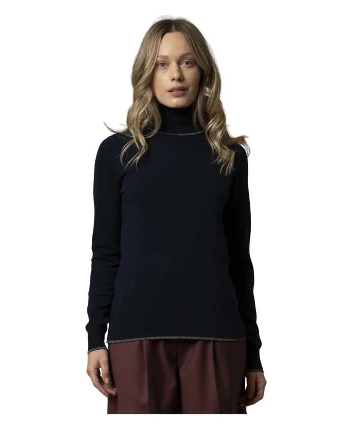 

Пуловер приталенного кроя с контрастной отделкой. Kocca, синий