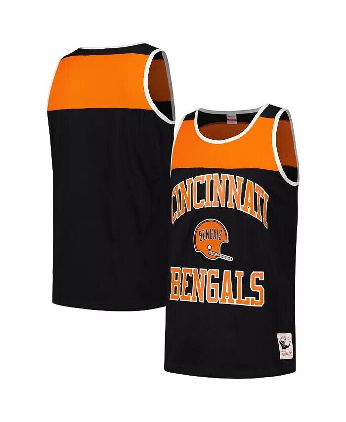 

Мужская майка-топ Cincinnati Bengals Heritage Colorblock черного и оранжевого цвета Mitchell & Ness
