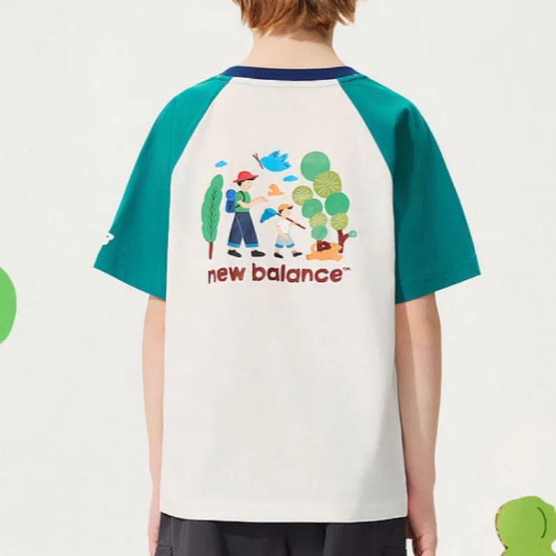 Футболка детская с круглым вырезом New Balance зеленая — фото 4