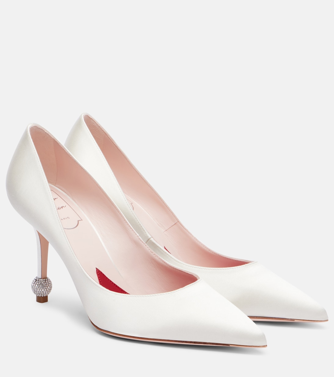 Туфли-лодочки Vivier Marlene из сатина с декоративными элементами для невесты Roger Vivier, Panna
