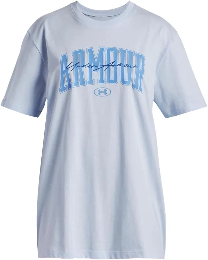 Футболка для девочек Oversized Short Sleeve Under Armour, цвет Nimbus Blue / Tech Blue