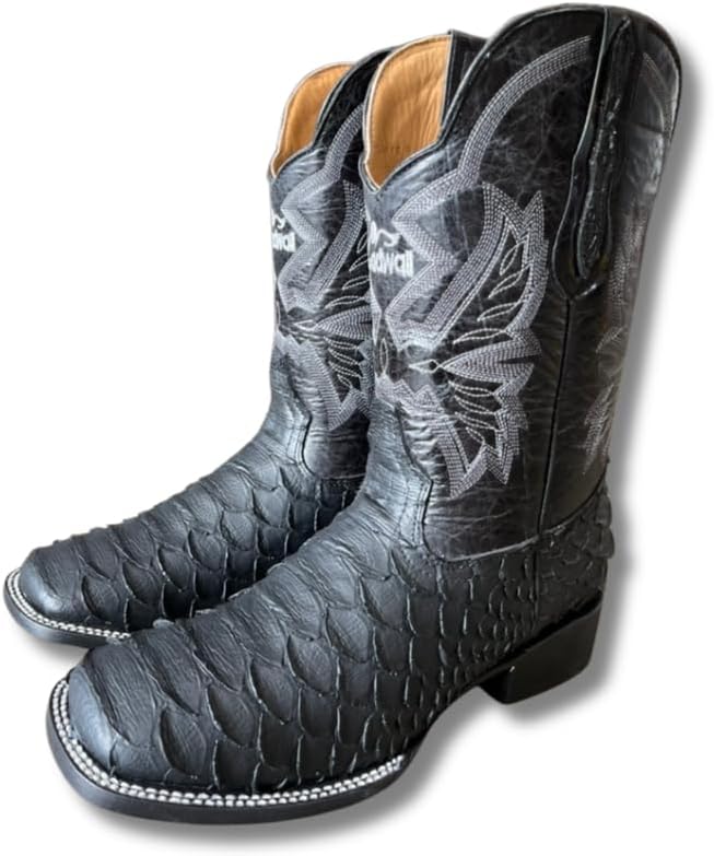 

Мужские ковбойские сапоги GadwallAR с экзотическим узором, кожаные, серии Alex с рисунком под змею, каймана и страуса, с квадратным носком, слипон, черный