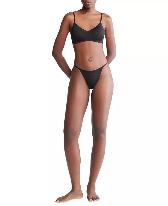 Женское нижнее белье бикини Ideal Stretch Micro High Leg String QD5176 Calvin Klein, черный — фото 4