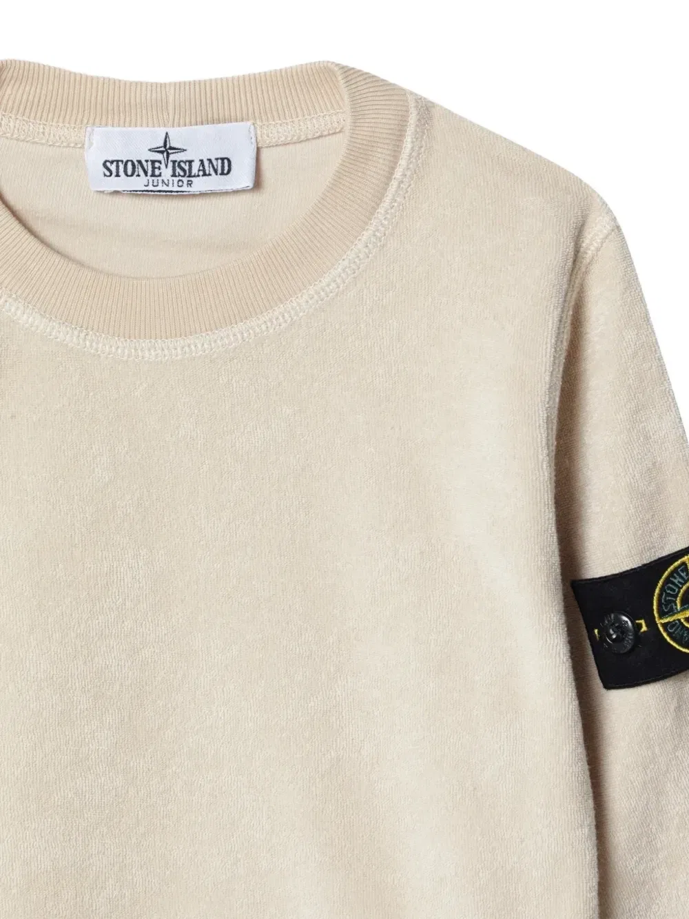 Махровый свитер с нашивкой-логотипом Stone Island Junior, бежевый — фото 3