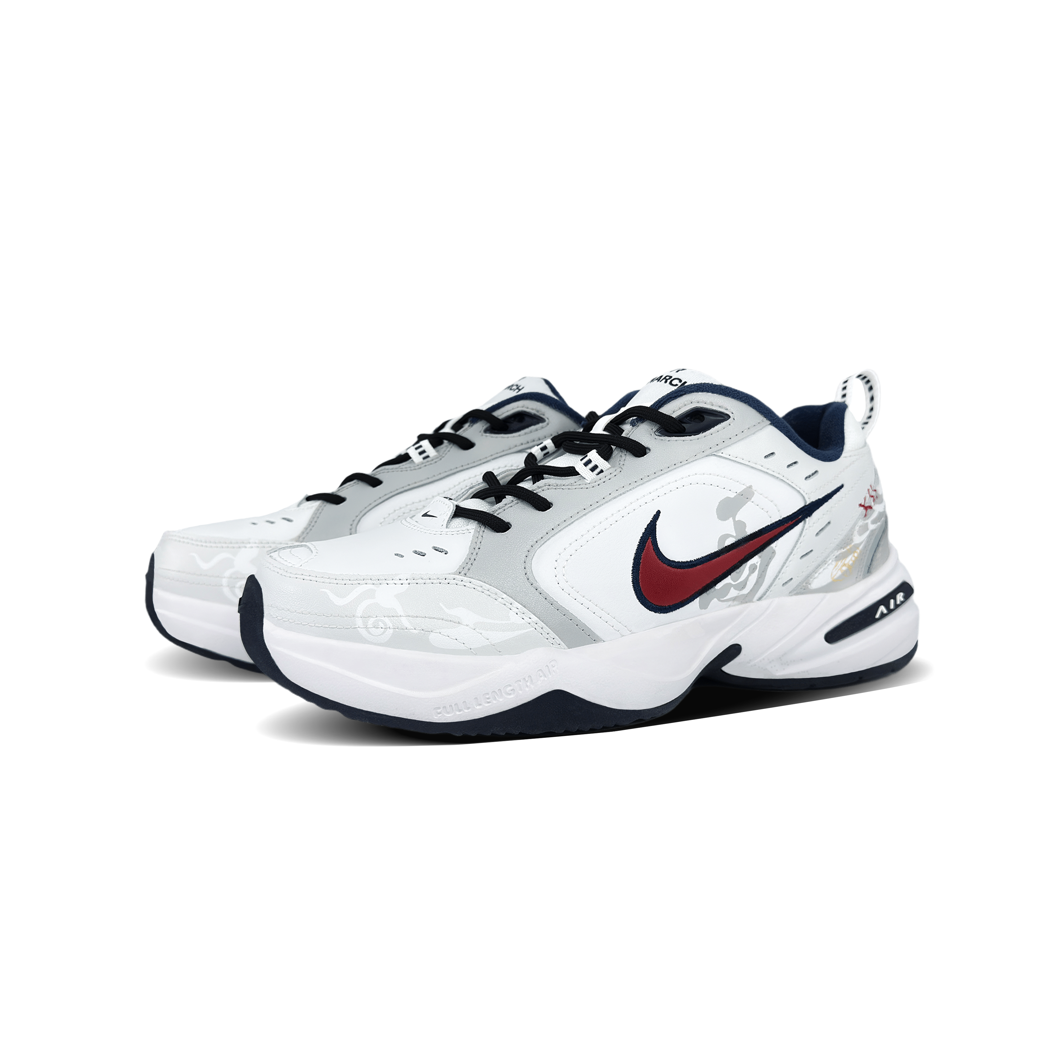 Air Monarch 4 Погружение в облака Устойчивые к истиранию кроссовки Low top Chunky мужские серо-красные Nike, светло-серый — фото 4