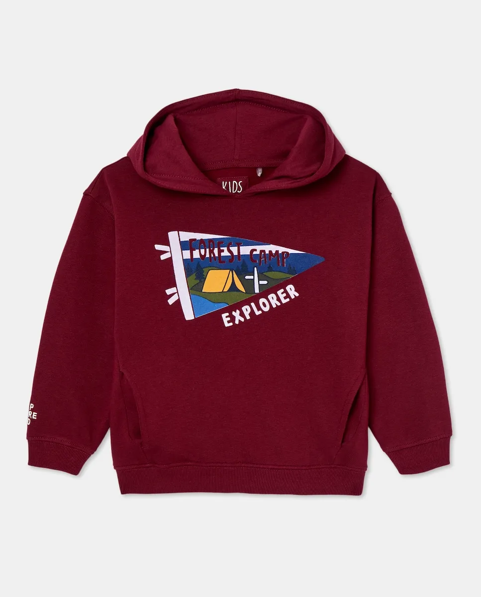 

Толстовка с капюшоном и вышивкой мальчика Kids El Corte Inglés, красный