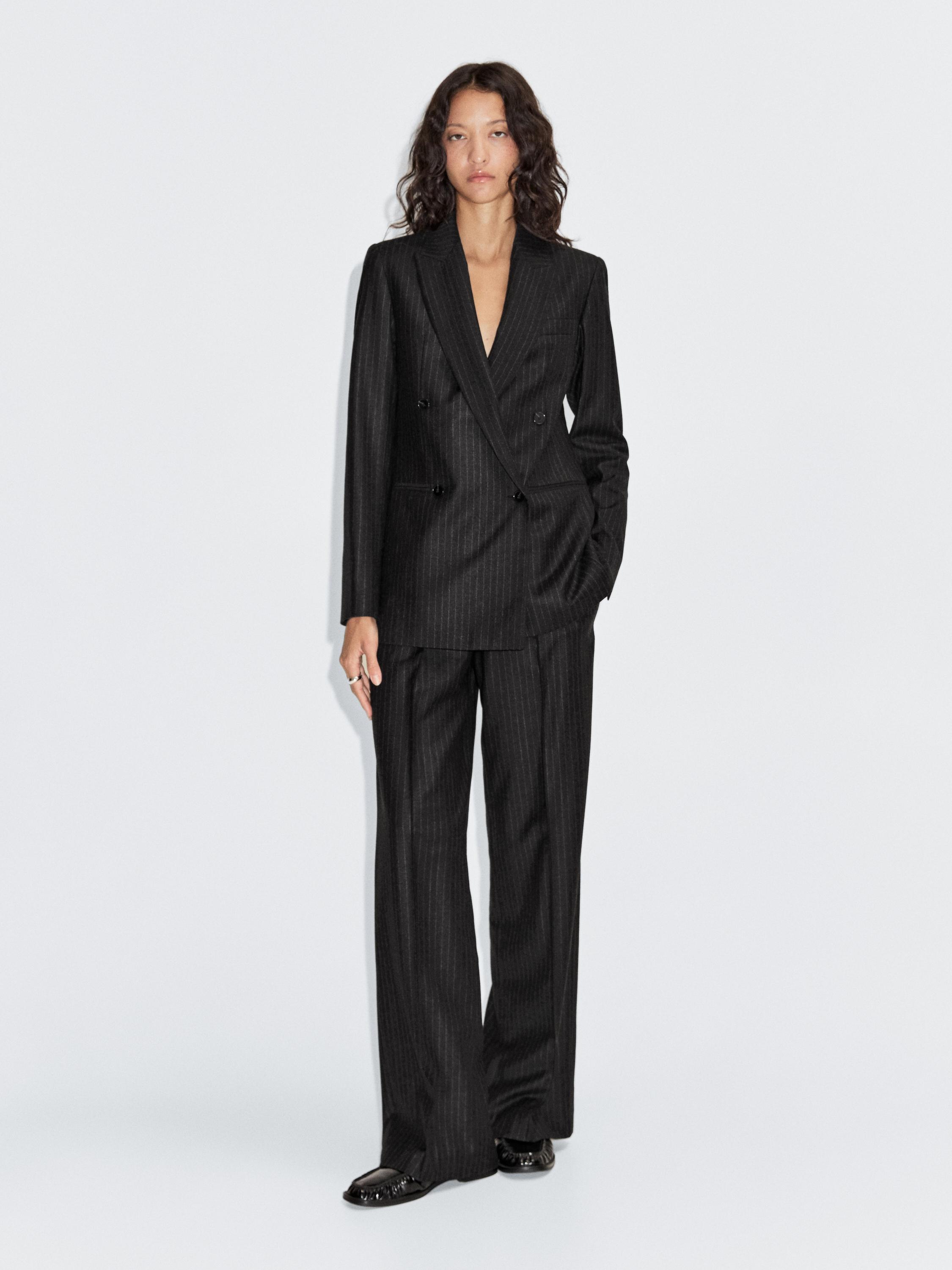 

Двубортный пиджак из 100% шерсти Massimo Dutti, серый