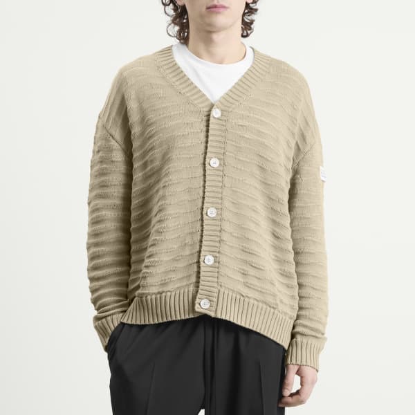 Хлопковый ребристый кардиган с открытым плетением Mm6 Maison Margiela, Dune — фото 2