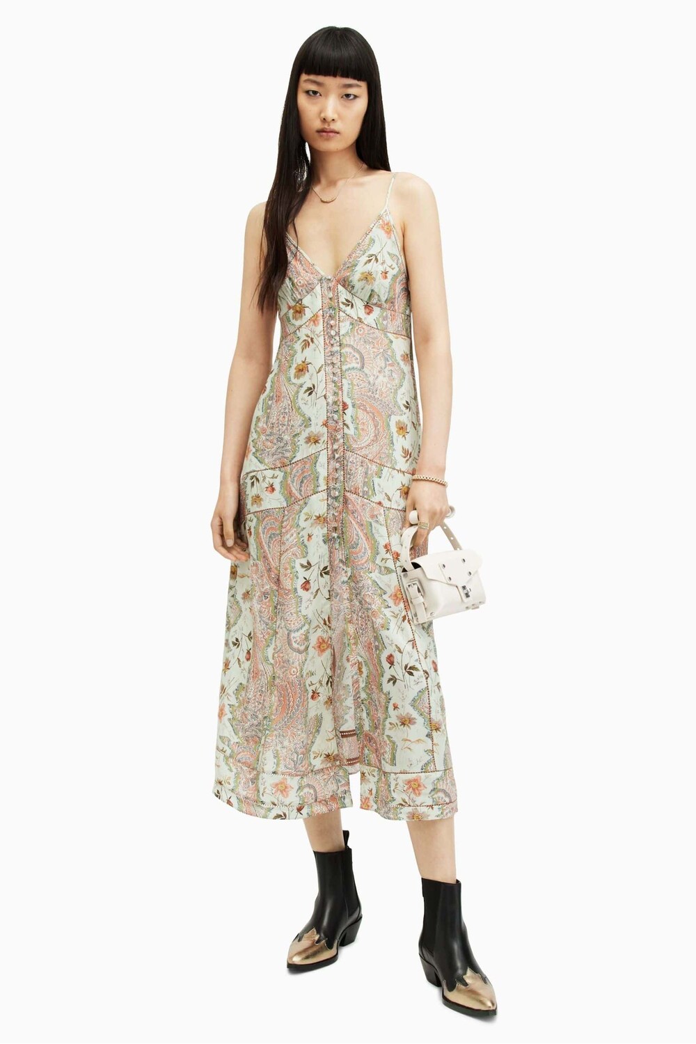 

Каскадное платье Allsaints Dahlia All Saints, зеленый