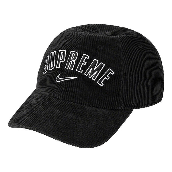 

Бейсболка x nike arc corduroy 6-panel cap 'black white' Supreme, черный