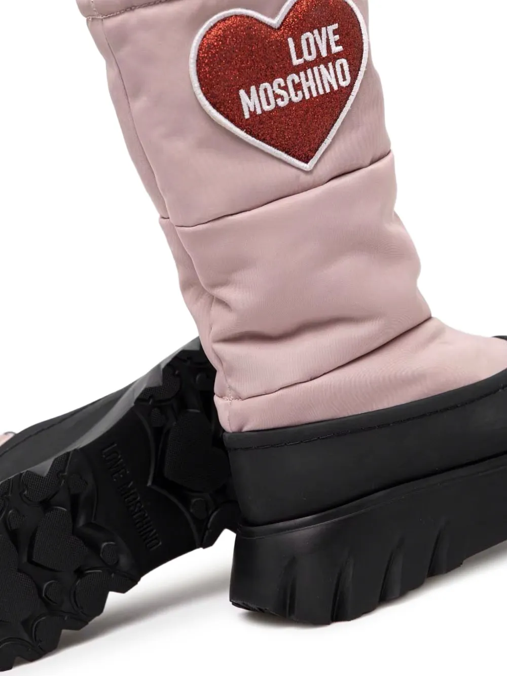 Стеганые ботинки с аппликацией Love Moschino, розовый — фото 4