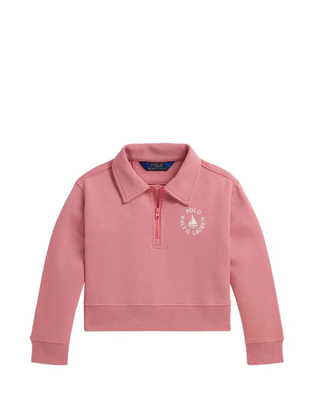 Поло с логотипом и застежкой-молнией на четверть длины Polo Ralph Lauren Kids, розовый