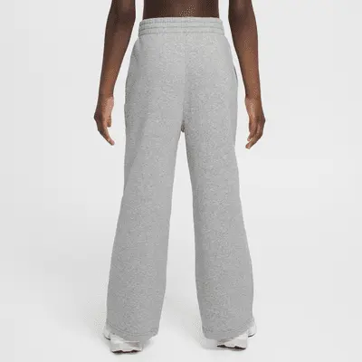 Брюки Nike Sportswear Club Fleece Girls' Wide-Leg Pants, цвет Dark Grey Heather/Base Grey/White — фото 2