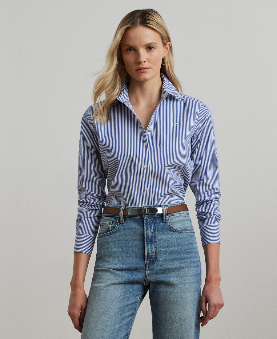 

Не требующая глажки рубашка прямого кроя, размеры PXS - 3X Lauren Ralph Lauren, Blue/White