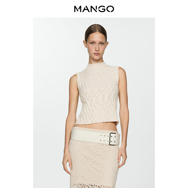 

Топ-жилет Mango со стразами, светло-серый